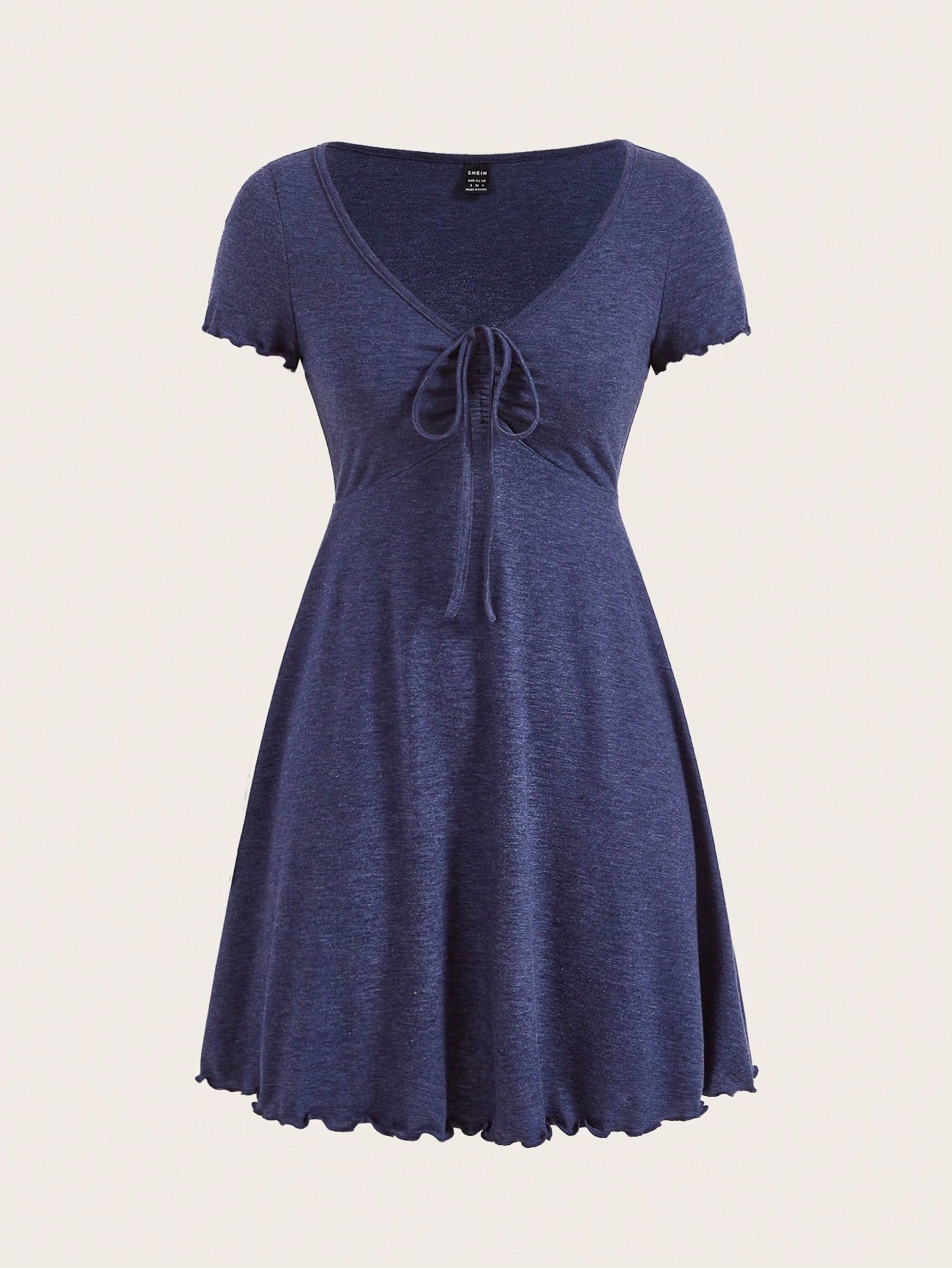 EZwear Lettuce Trim Knot Front Dress