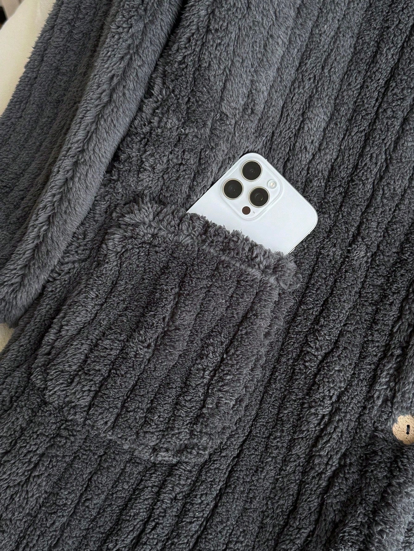 EZwear Plus Size Dark Grey Reversible Fleece Jacket Winter Fall Autumn Winter Dress For Women Plus Size Hooded Dress