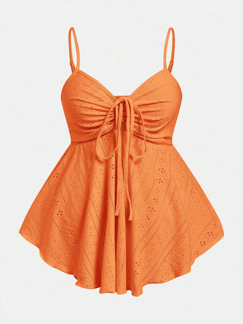 EZwear Plus Size Orange Knit Camisole Top For Women