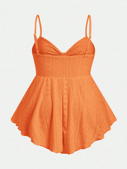 EZwear Plus Size Orange Knit Camisole Top For Women