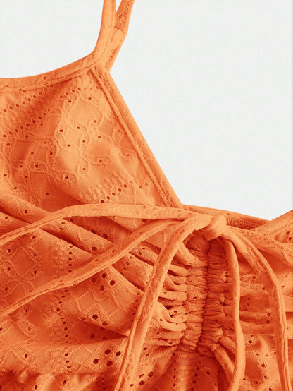 EZwear Plus Size Orange Knit Camisole Top For Women