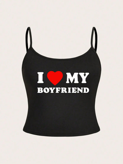 EZwear Plus Size Women Heart Print Cami Top, For Summer/Valentine's Day