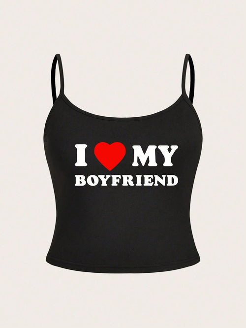 EZwear Plus Size Women Heart Print Cami Top, For Summer/Valentine's Day