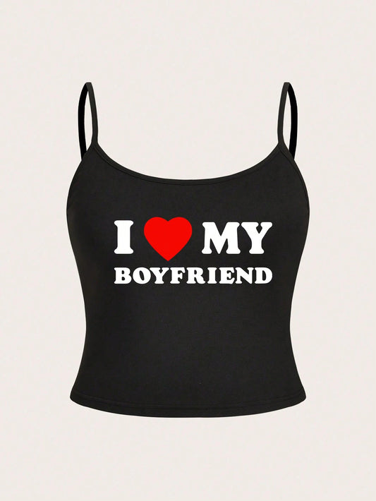 EZwear Plus Size Women Heart Print Cami Top, For Summer/Valentine's Day