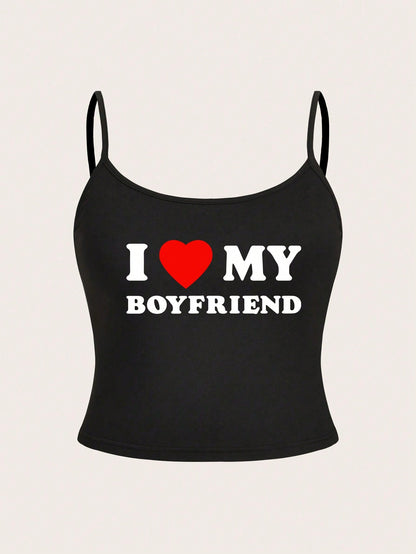 EZwear Plus Size Women Heart Print Cami Top, For Summer/Valentine's Day