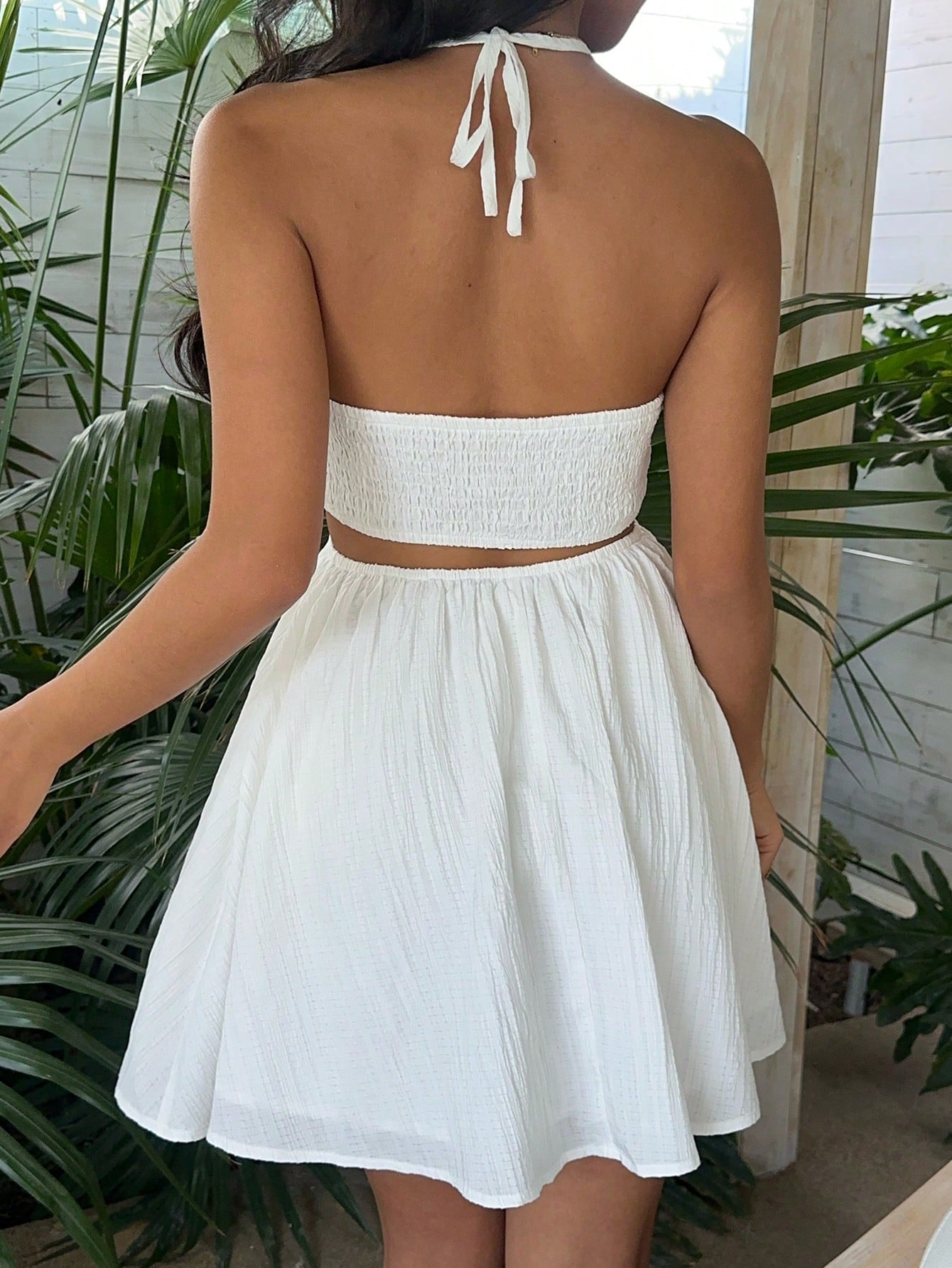 EZwear White Woven Halter Neck Holiday Dress For Women,Summer Dresses For Women Holiday Vacation Boho Sexy Tropical Holiday Vacation Vacation Beach