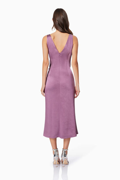 Faith Front Tie Midi Dress - Purple - SHOPJAUS - JAUS
