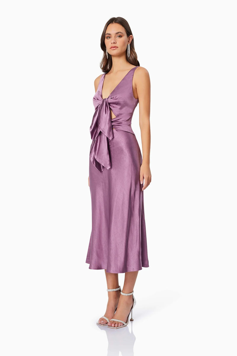 Faith Front Tie Midi Dress - Purple - SHOPJAUS - JAUS