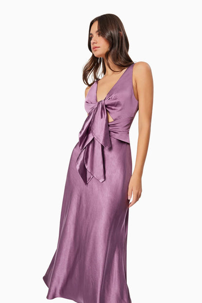 Faith Front Tie Midi Dress - Purple - SHOPJAUS - JAUS