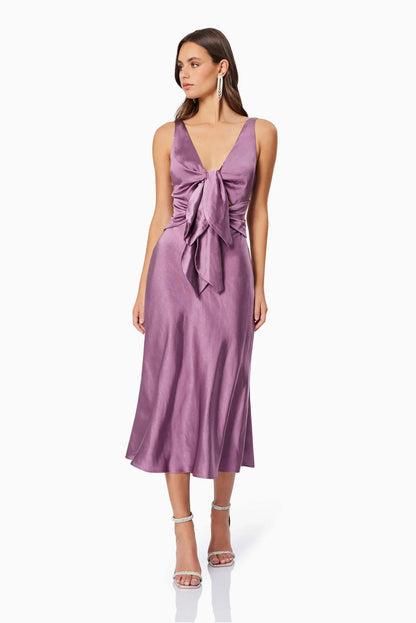 Faith Front Tie Midi Dress - Purple - SHOPJAUS - JAUS