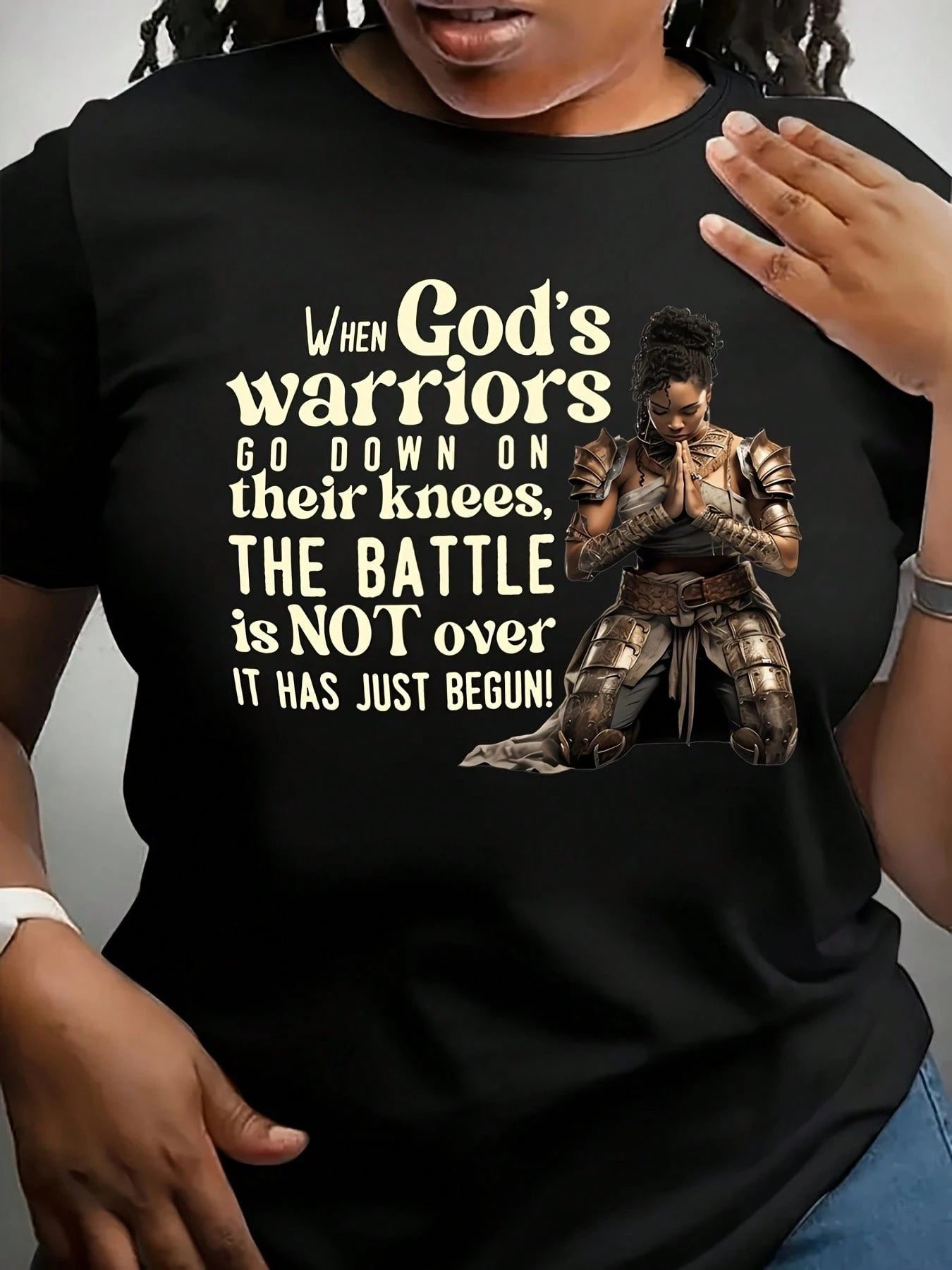 Faith T-Shirt- Warrior Verse Design With Knight & God's Armor Print, Inspirational Verse (Deuteronomy 20:4), Comfort Fit Tee, Crew Neck Tee, Ultra Soft, Breathable, Moisture Wicking, Casual Summer Te