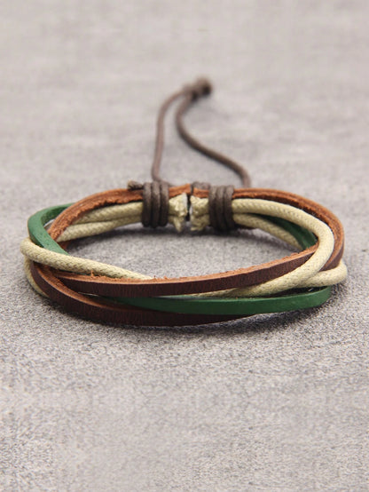 Fashionable and Popular Men Color Block Bracelet PU for Jewelry Gift and for a Stylish Look