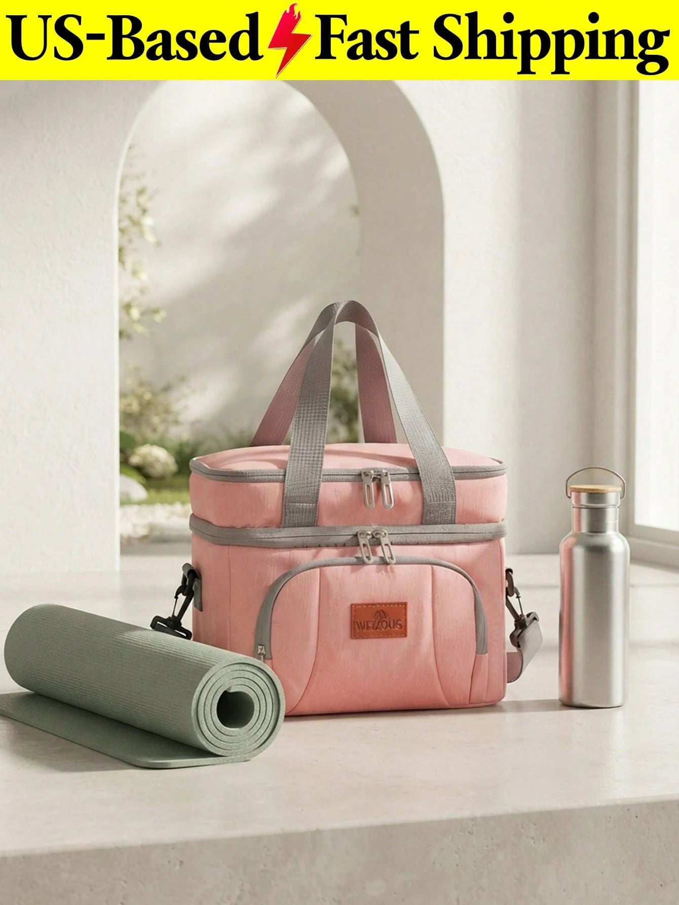 Fashionable Waterproof Lunch Tote Bag, Insulated Cooler Bag With Handle And Strap, Reusable Food Storage Bag For Work Picnic Camping Travel