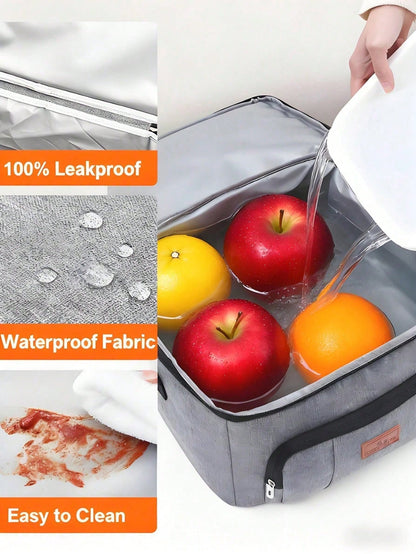 Fashionable Waterproof Lunch Tote Bag, Insulated Cooler Bag With Handle And Strap, Reusable Food Storage Bag For Work Picnic Camping Travel