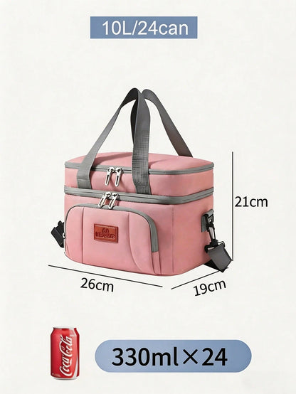 Fashionable Waterproof Lunch Tote Bag, Insulated Cooler Bag With Handle And Strap, Reusable Food Storage Bag For Work Picnic Camping Travel
