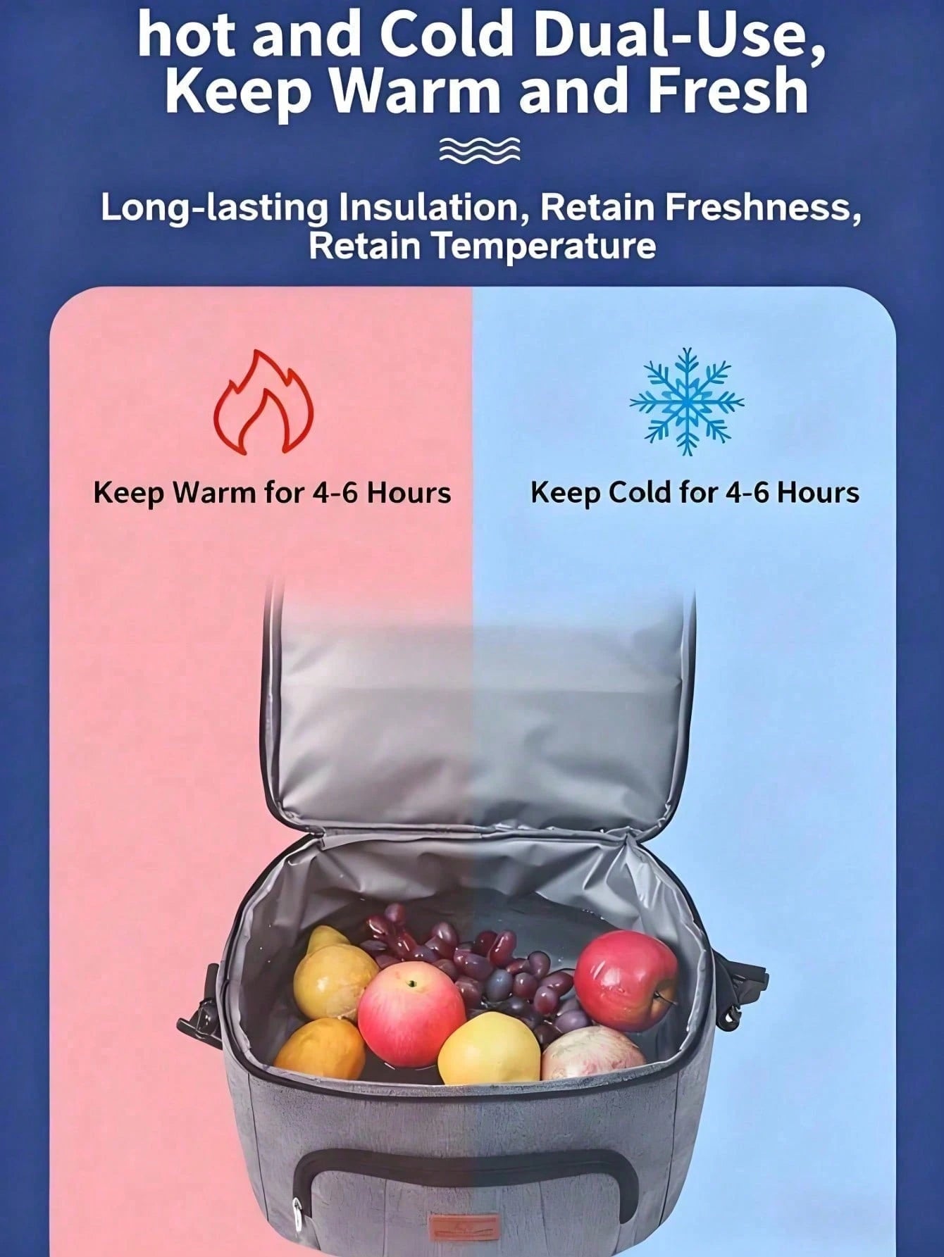 Fashionable Waterproof Lunch Tote Bag, Insulated Cooler Bag With Handle And Strap, Reusable Food Storage Bag For Work Picnic Camping Travel