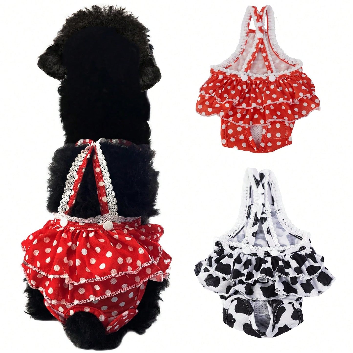 Female Dog Diaper Pet Underwear Diaper Jumpsuit Adjustable Cute Female Skirt For Puppy Comfort Reusable Doggy Diapers Reusable Puppy Sanitary Panties Dog Underwear Diaper