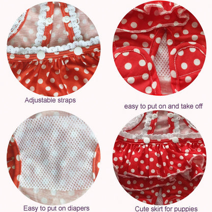 Female Dog Diaper Pet Underwear Diaper Jumpsuit Adjustable Cute Female Skirt For Puppy Comfort Reusable Doggy Diapers Reusable Puppy Sanitary Panties Dog Underwear Diaper