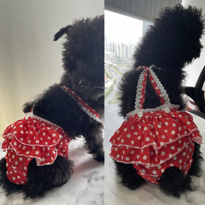 Female Dog Diaper Pet Underwear Diaper Jumpsuit Adjustable Cute Female Skirt For Puppy Comfort Reusable Doggy Diapers Reusable Puppy Sanitary Panties Dog Underwear Diaper