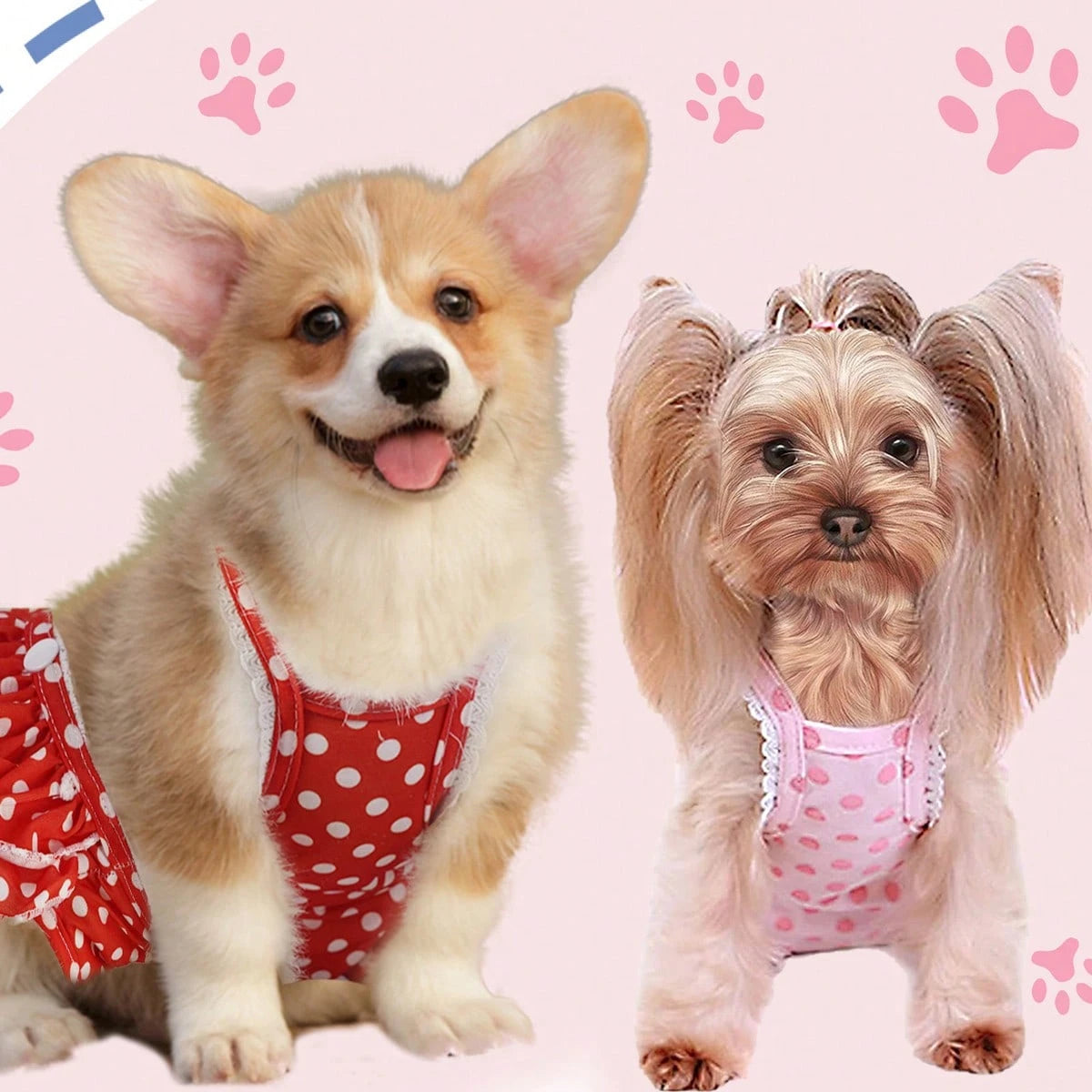Female Dog Diaper Pet Underwear Diaper Jumpsuit Adjustable Cute Female Skirt For Puppy Comfort Reusable Doggy Diapers Reusable Puppy Sanitary Panties Dog Underwear Diaper