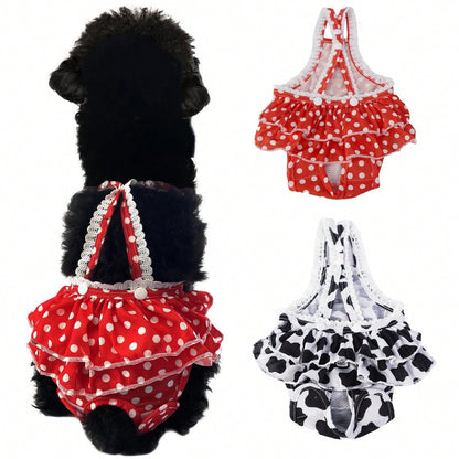 Female Dog Diaper Pet Underwear Diaper Jumpsuit Adjustable Cute Female Skirt For Puppy Comfort Reusable Doggy Diapers Reusable Puppy Sanitary Panties Dog Underwear Diaper