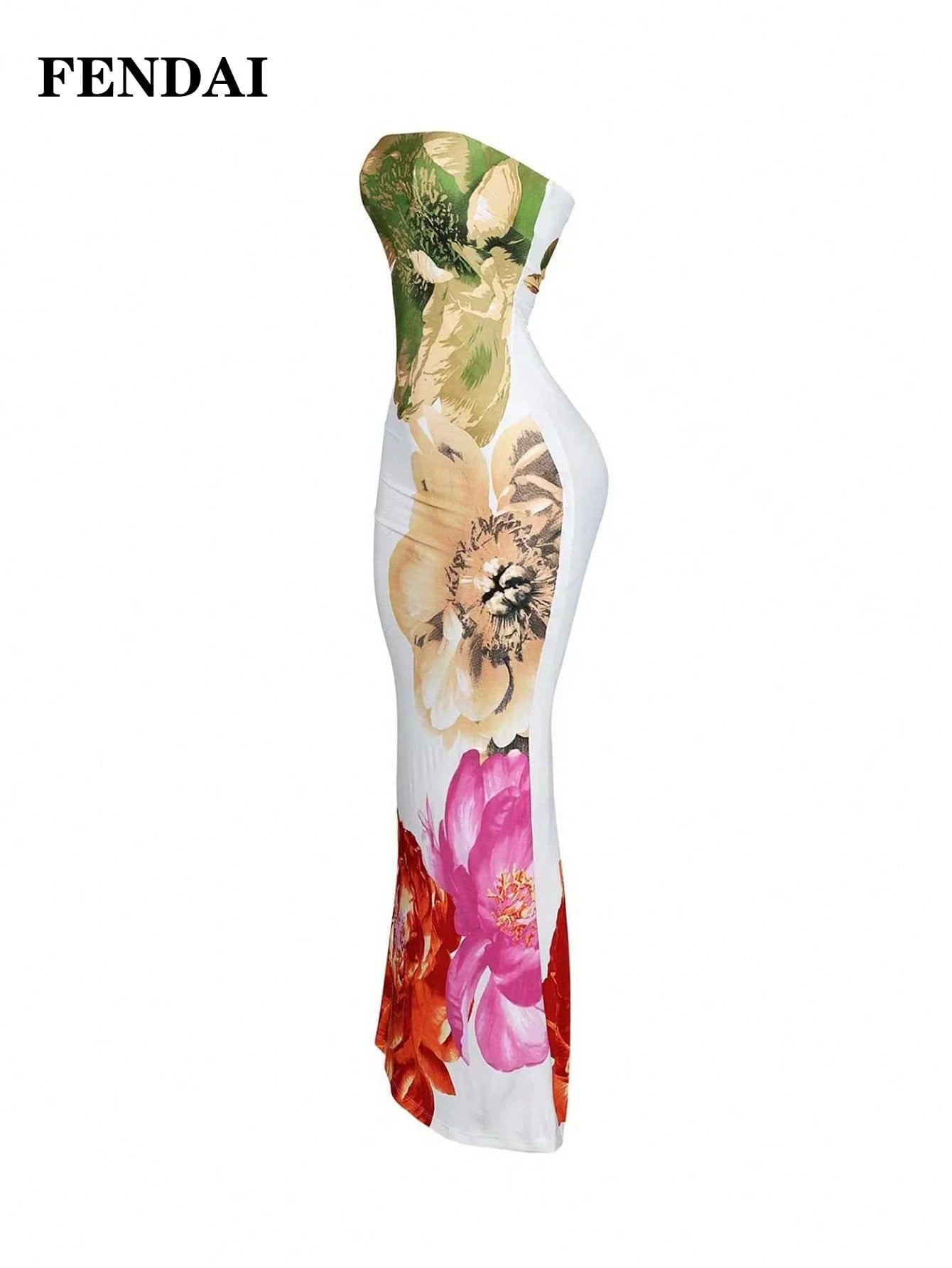 FENDAI Women's Standard Size Spring/Summer Luxurious High-End Printed Bandeau Dress, Slim-Fit Elegant Long Dress For Casual, Vacation, Valentine's Day