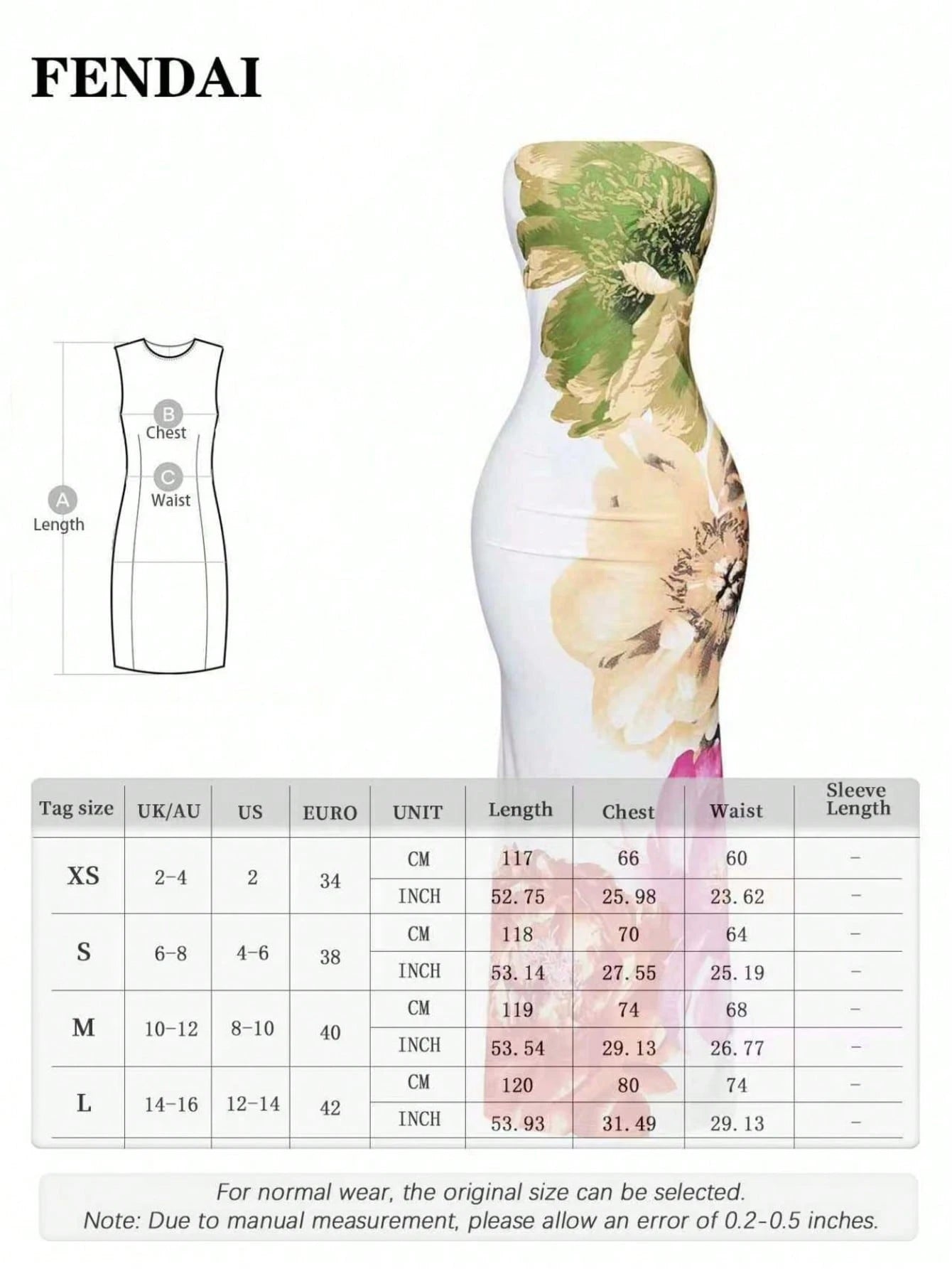 FENDAI Women's Standard Size Spring/Summer Luxurious High-End Printed Bandeau Dress, Slim-Fit Elegant Long Dress For Casual, Vacation, Valentine's Day