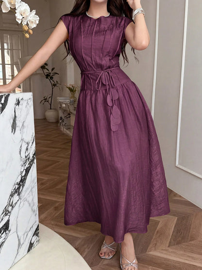 Feyla New Design Luxury French Elegant Chic Romantic Purple Vacation Flowy Dress