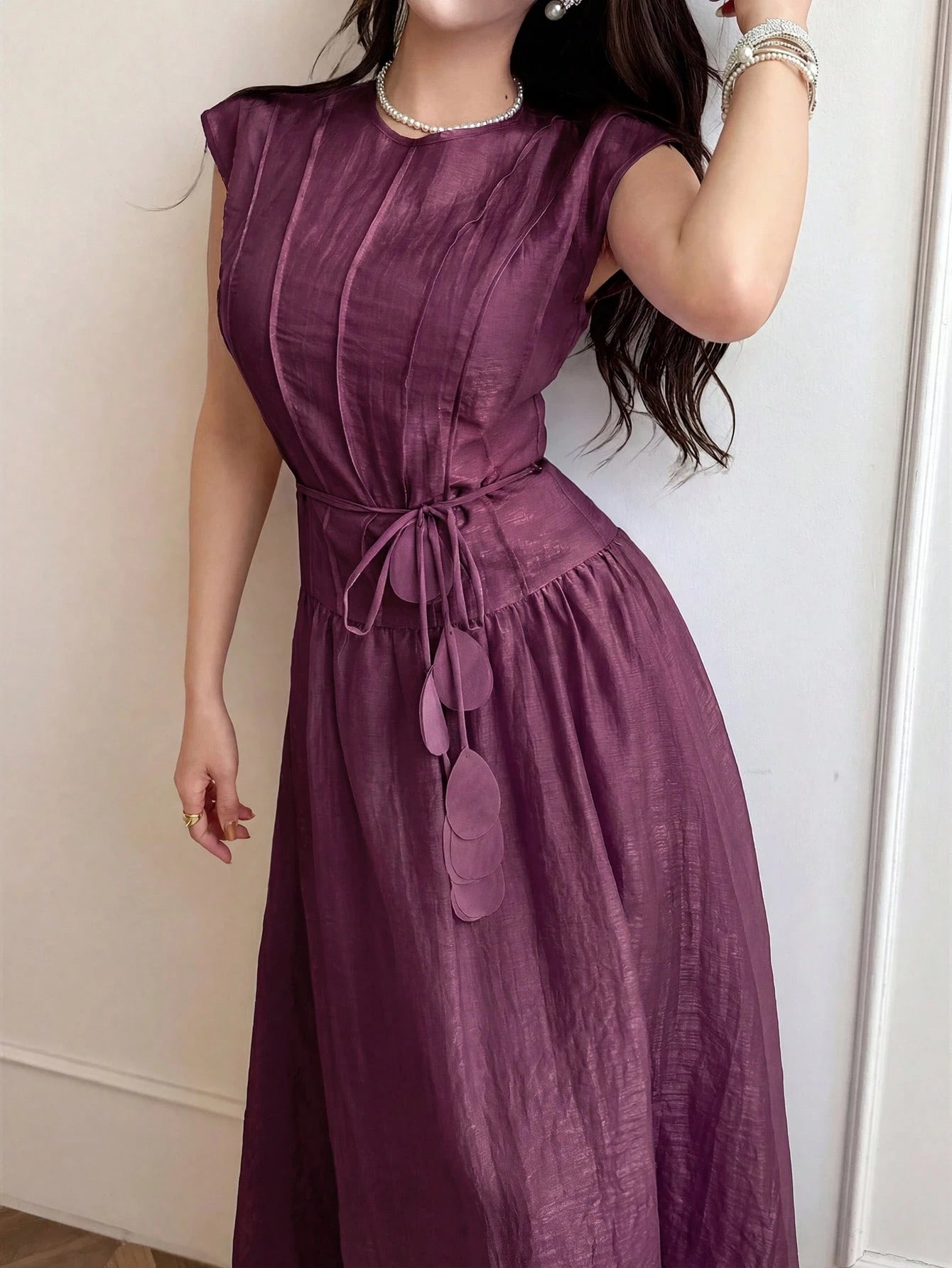 Feyla New Design Luxury French Elegant Chic Romantic Purple Vacation Flowy Dress