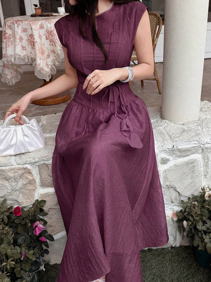 Feyla New Design Luxury French Elegant Chic Romantic Purple Vacation Flowy Dress