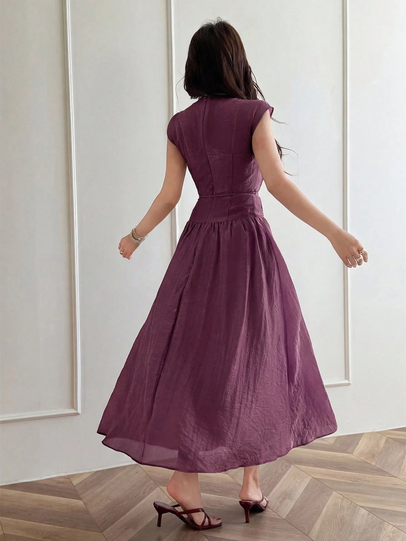 Feyla New Design Luxury French Elegant Chic Romantic Purple Vacation Flowy Dress