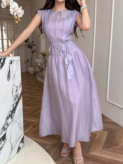Feyla New Design Luxury French Elegant Chic Romantic Purple Vacation Flowy Dress
