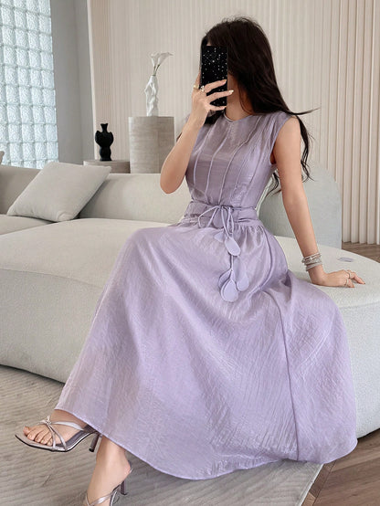 Feyla New Design Luxury French Elegant Chic Romantic Purple Vacation Flowy Dress