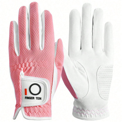 FINGER TEN 1pc Women's Golf Glove Left Hand, Breathable Mesh Material All-Weather Grip, Provides Excellent Feel And Performance, Suitable For Right-Handed Users