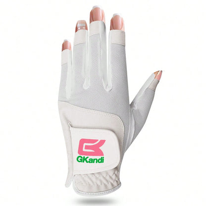 FINGER TEN 1pc Women's Golf Half-Finger Glove (Left Hand), Breathable All-Weather Comfortable Glove, Boost Swing Confidence, Perfect Gift For Female Golfers