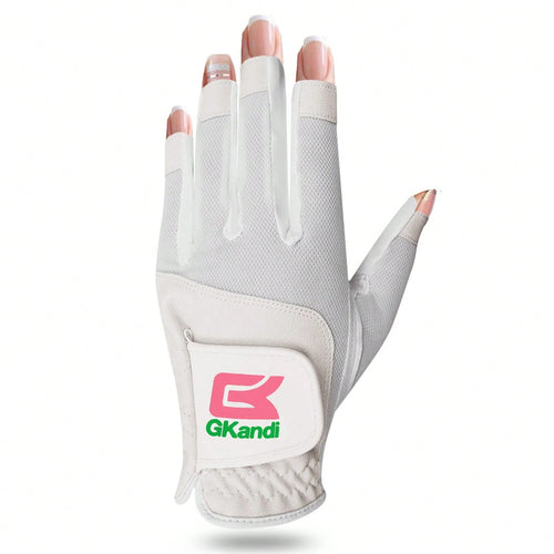 FINGER TEN 1pc Women's Golf Half-Finger Glove (Left Hand), Breathable All-Weather Comfortable Glove, Boost Swing Confidence, Perfect Gift For Female Golfers
