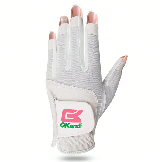 FINGER TEN 1pc Women's Golf Half-Finger Glove (Left Hand), Breathable All-Weather Comfortable Glove, Boost Swing Confidence, Perfect Gift For Female Golfers
