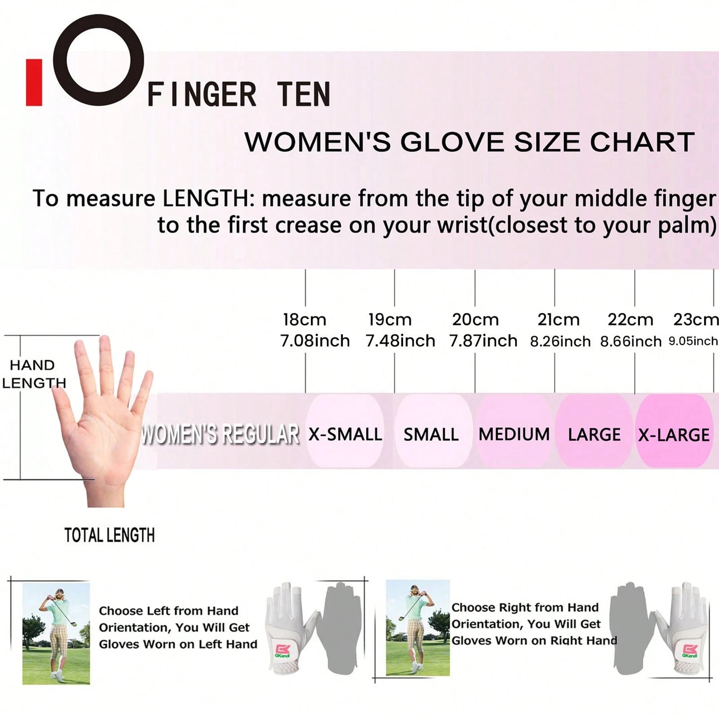 FINGER TEN 1pc Women's Golf Half-Finger Glove (Left Hand), Breathable All-Weather Comfortable Glove, Boost Swing Confidence, Perfect Gift For Female Golfers
