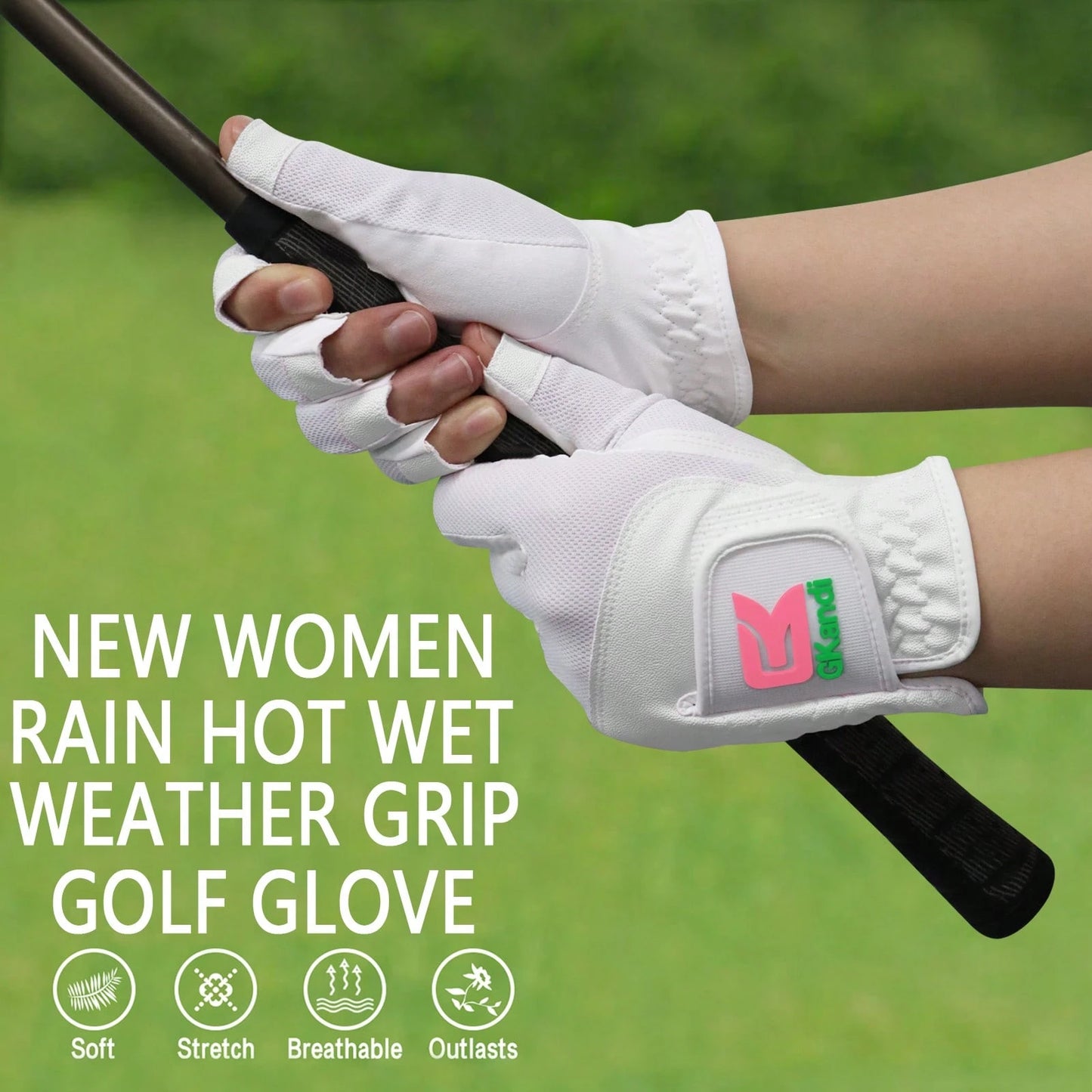 FINGER TEN 1pc Women's Golf Half-Finger Glove (Left Hand), Breathable All-Weather Comfortable Glove, Boost Swing Confidence, Perfect Gift For Female Golfers