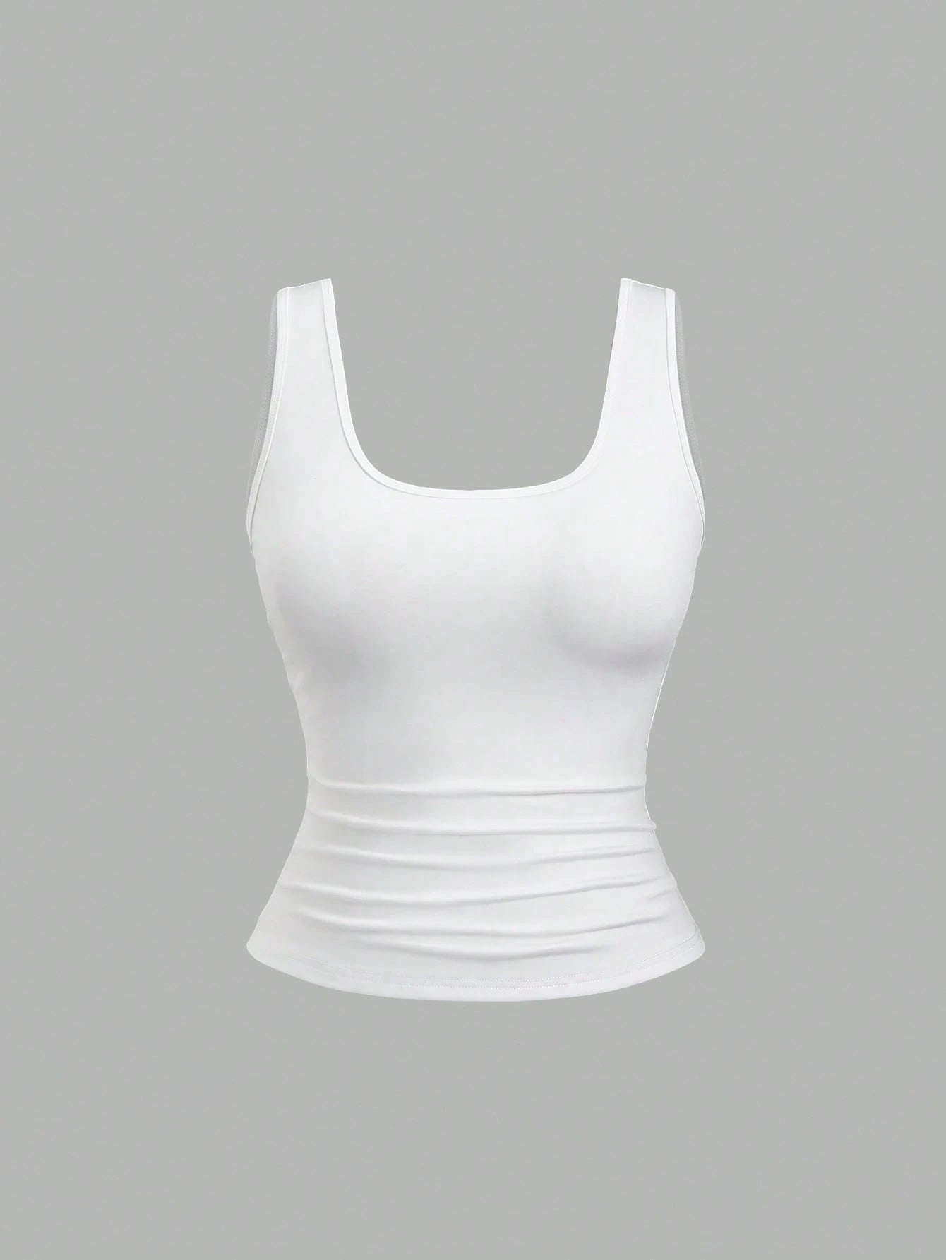 Flirla Plus Size Women Summer Short Square Neck Pleated Casual Tank Top