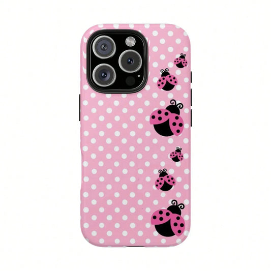Floral Dot Ladybug Print Phone Case, Durable Two-In-One Protection, Fits 17 16 15 14 13 12 Pro, Galaxy S26 S25 S24 S23 S22 Ultra Series