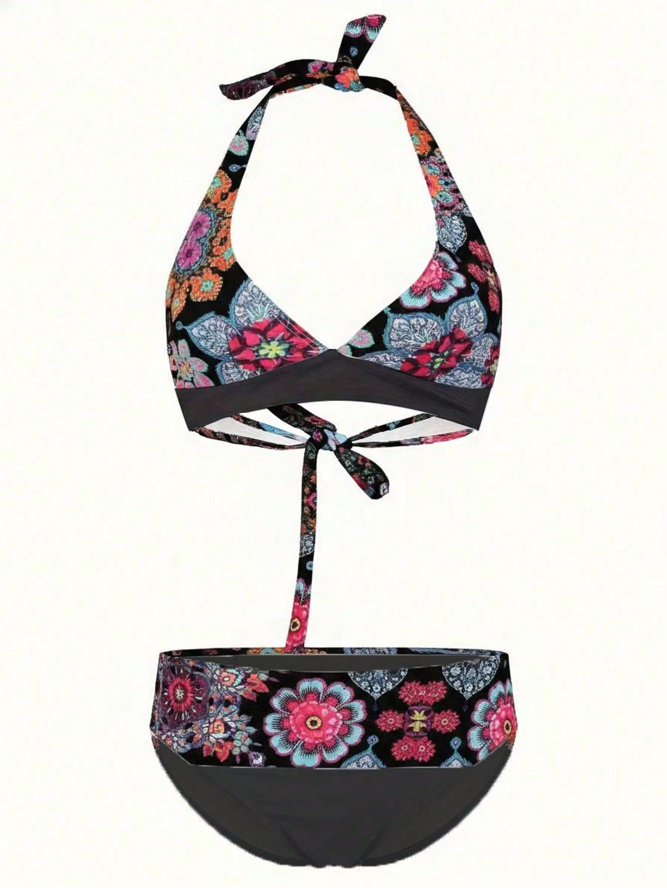 Floral Print Bikini Set For Beach Vacation Summer