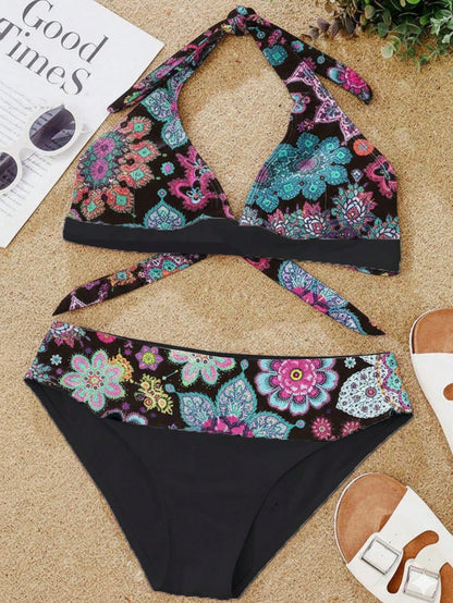 Floral Print Bikini Set For Beach Vacation Summer