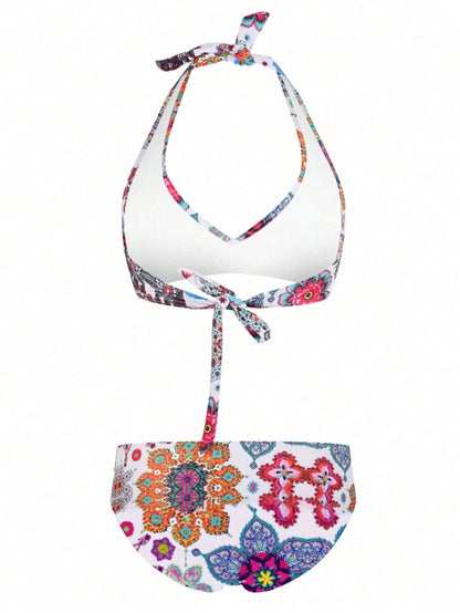 Floral Print Bikini Set For Beach Vacation Summer