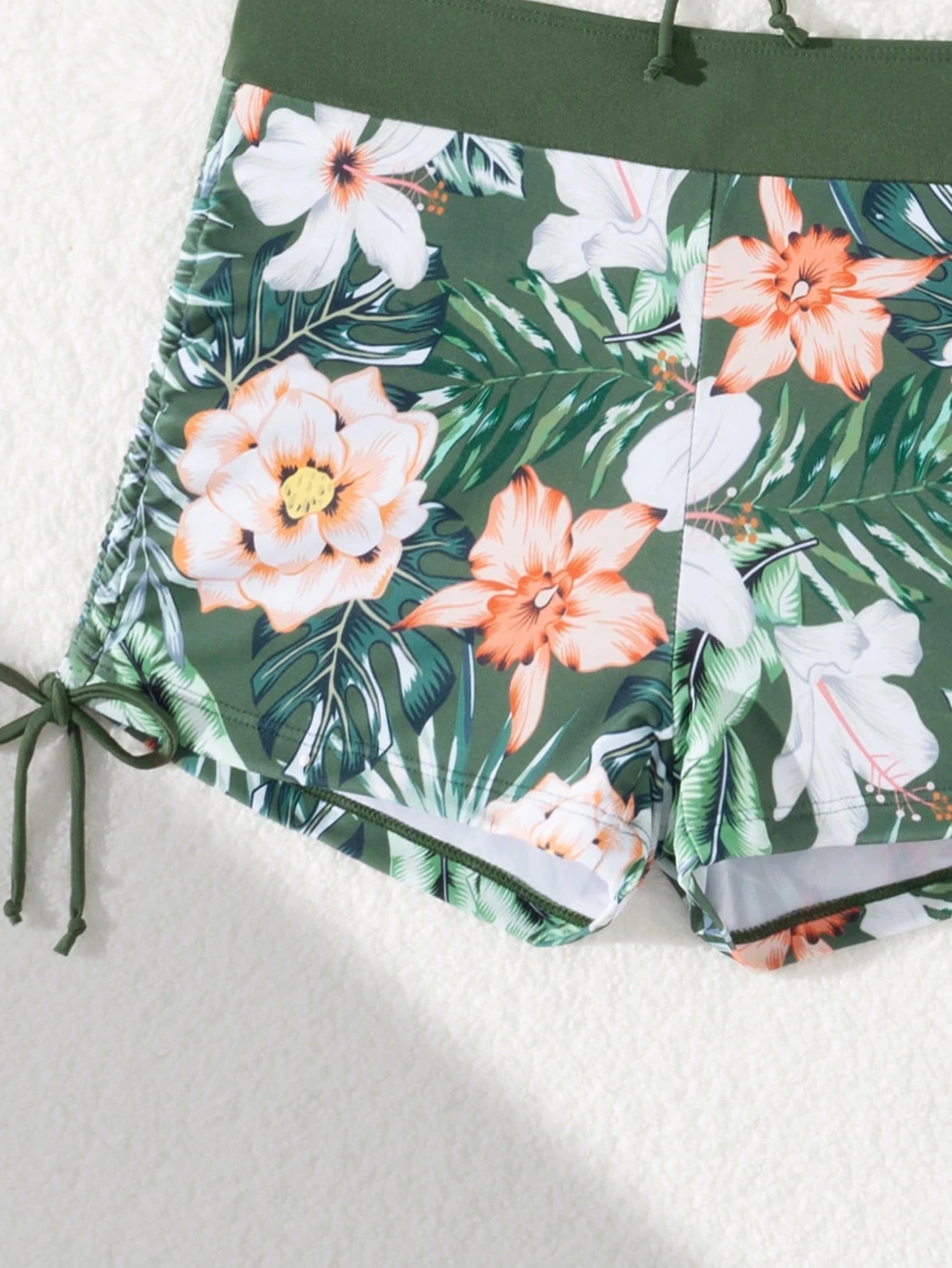 Floral Print Wrap-Style Swim Trunks, Suits For Various Occasions Bikini Swimwear 2 Pieces Set, For Summer Beach Vacation Casual