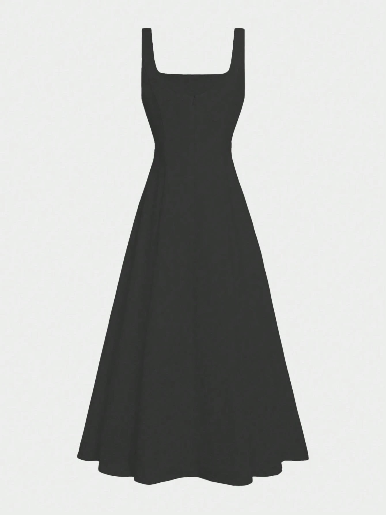 Floreya Solid Color Casual Elegant Woven Fabric Zip Up Dress, Suitable For Evening Date, Party, Wedding, Spring/Summer Black