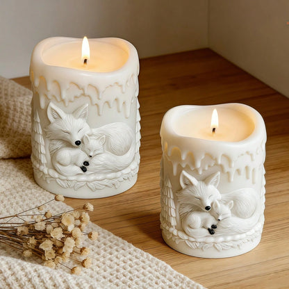 Fox Family 3D Relief Cylinder Candle Silicone Mold – DIY For Aromatherapy Candles, Handmade Soap, Nordic Home Decor Crafting