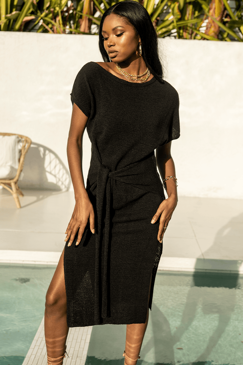 Foxie Knit Dress - Black - JAUS
