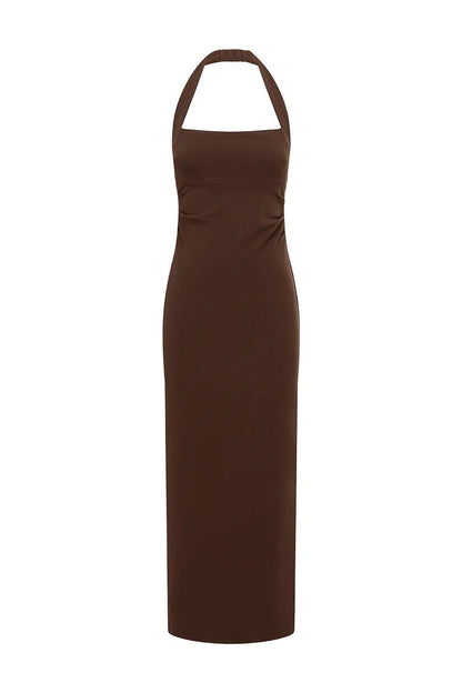 Franca Halter Midi Dress - Bitter Chocolate
