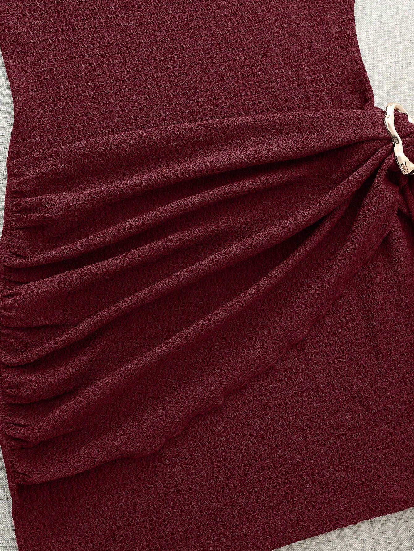 Franclia Fashionable New Spring/Summer Date Night Sexy Elegant Bodycon High Neck Metallic Buckle Ruched Sleeveless Dress For Women